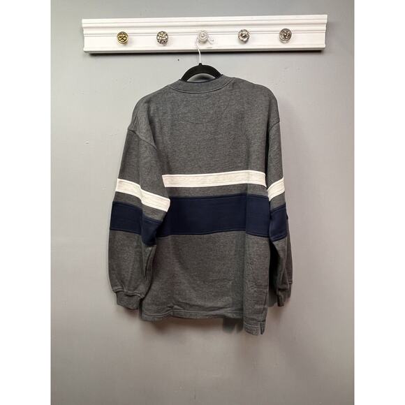 Vintage Colorblock Striped Crewneck Sweatshirt Towncraft Mens Medium‎ Gray Blue - Picture 2 of 7